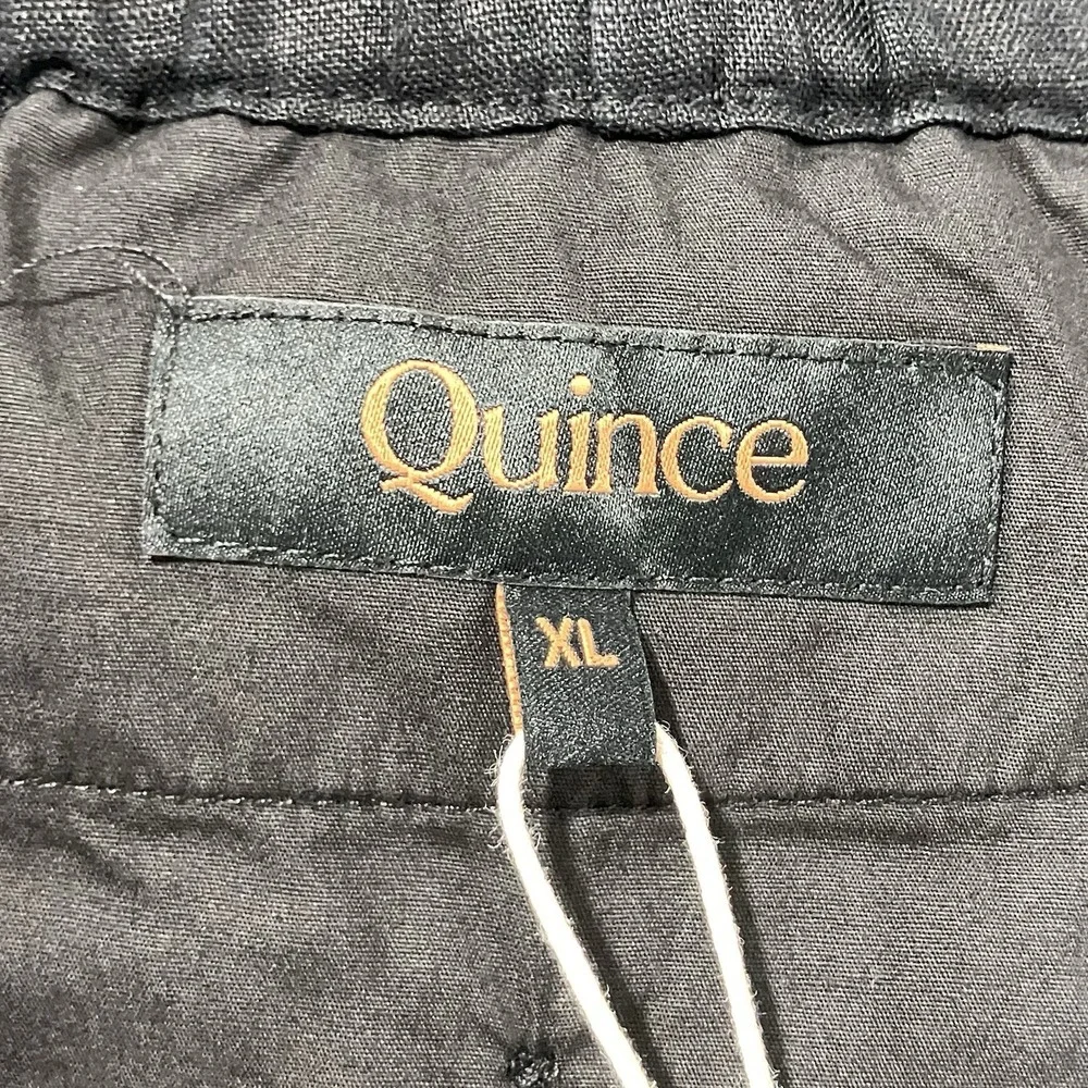 Quince 100% European Linen Pants Womens Size XL Black NWT Straight Leg Pull On